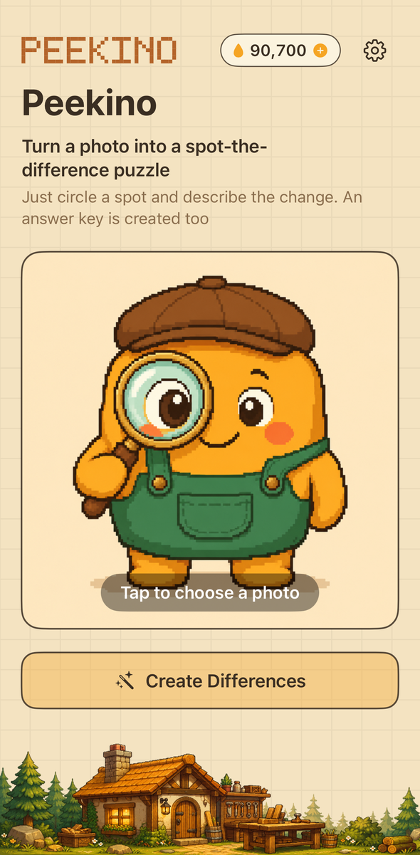 Peekino home screen